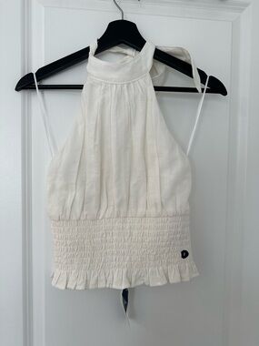 Abercrombie Cream Halter Tie-Neck Smocked Waist Camisole - Women
